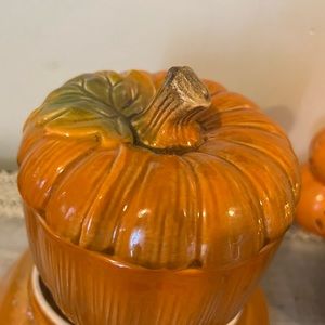 Pumpkin shaped storage cookie jar . Sold